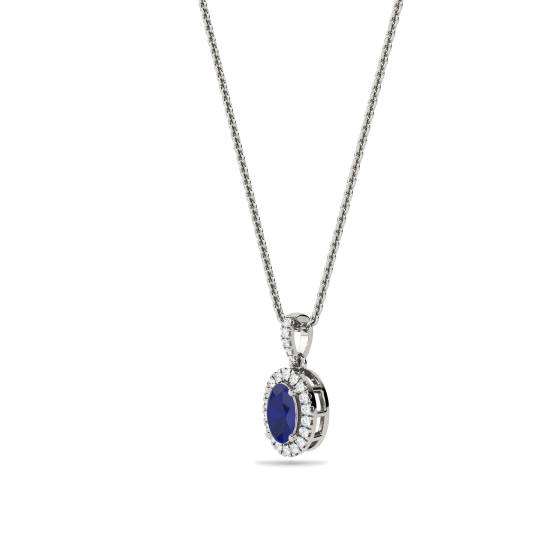 1.60ct Oval Shaped Blue Tanzanite and Diamond Pendant