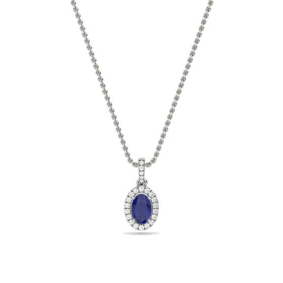 1.60ct Oval Shaped Blue Tanzanite and Diamond Pendant