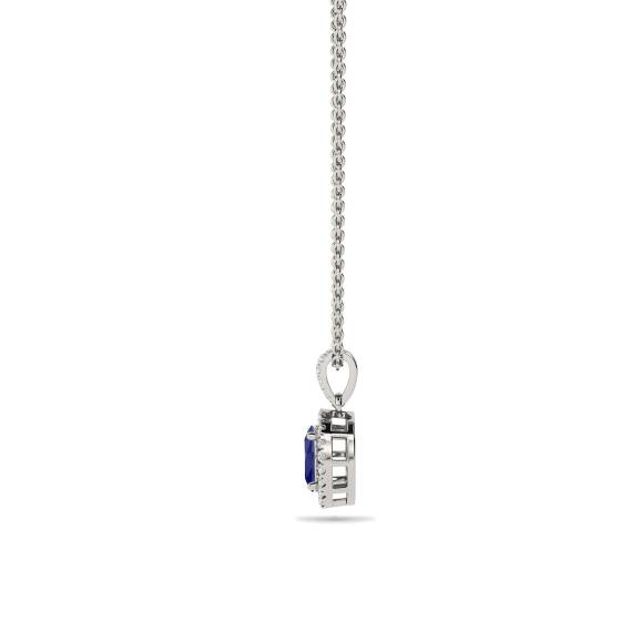 1.60ct Oval Shaped Blue Tanzanite and Diamond Pendant