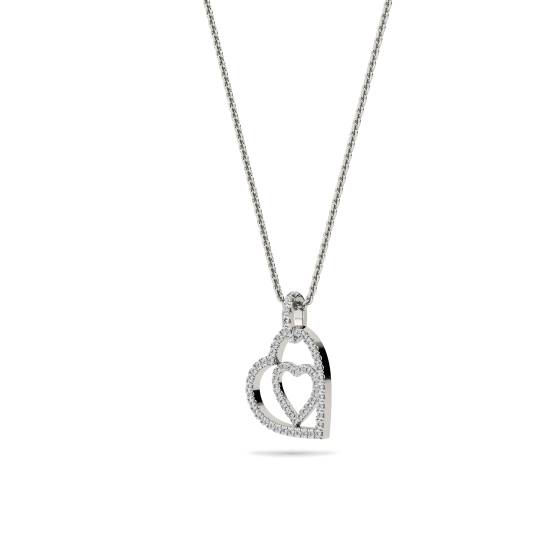 Classic Round Diamond Double Heart Pendant