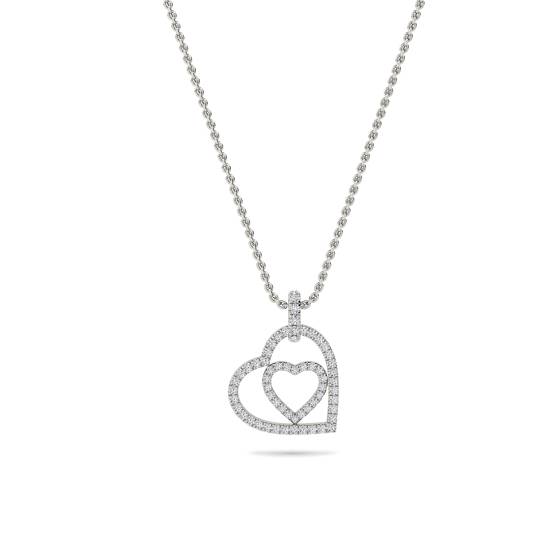 Classic Round Diamond Double Heart Pendant
