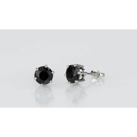 Round Black Diamond Earrings