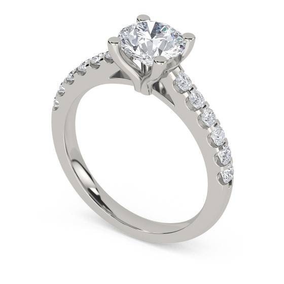 Round Shoulder Set Diamond Engagement Ring