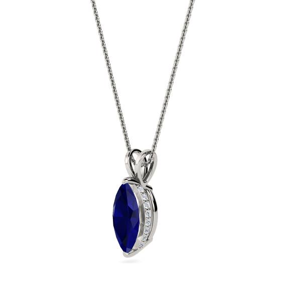 Marquise Blue Sapphire Diamond Pendant