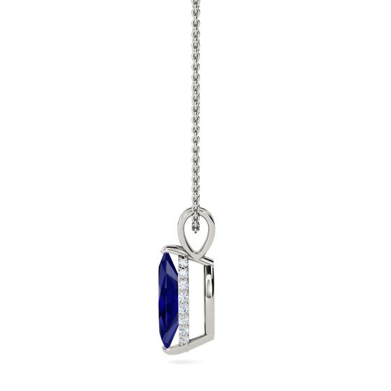Marquise Blue Sapphire Diamond Pendant