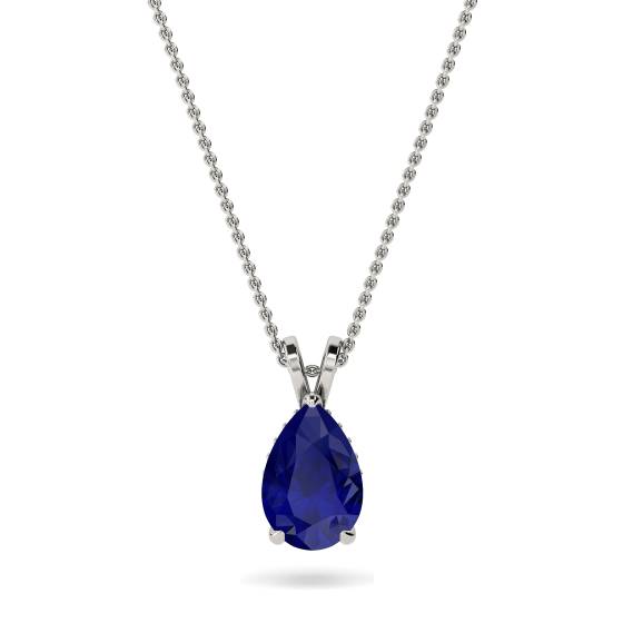 Pear Blue Sapphire Diamond Pendant