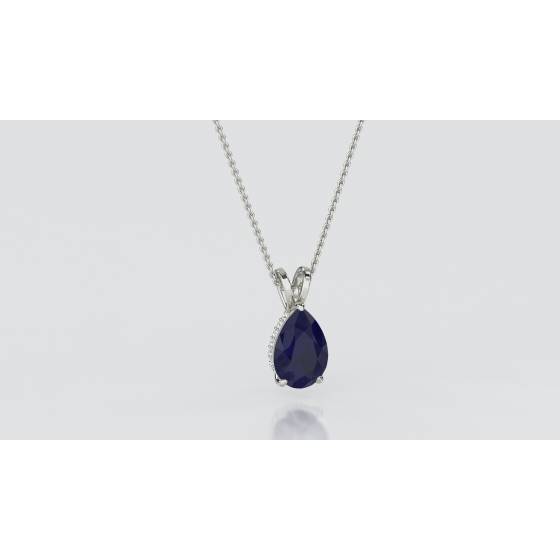 Pear Blue Sapphire Diamond Pendant