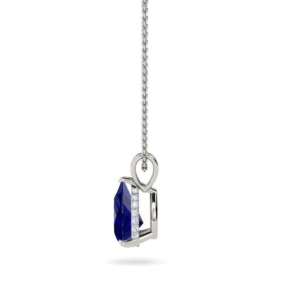 Pear Blue Sapphire Diamond Pendant