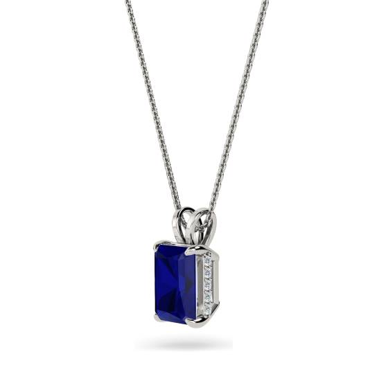 Radiant Blue Sapphire Diamond Pendant