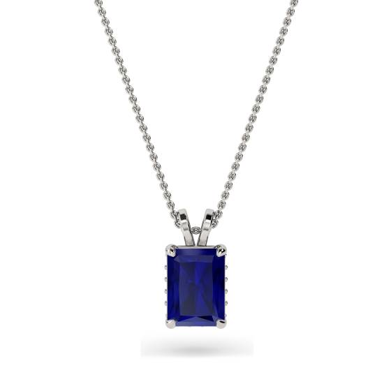 Radiant Blue Sapphire Diamond Pendant
