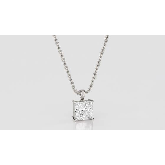 Modern Emerald and Round Diamond Pendant