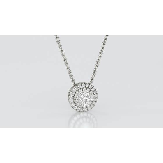 Round Diamond Double Halo Pendant