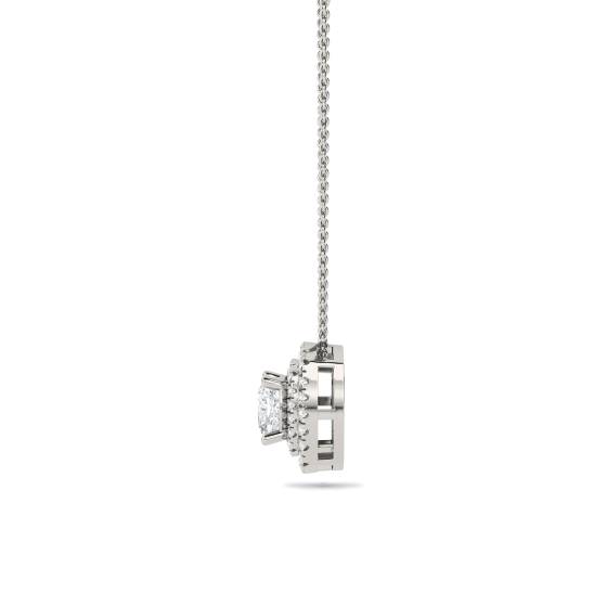 Cushion Shaped Diamond Single Halo Pendant
