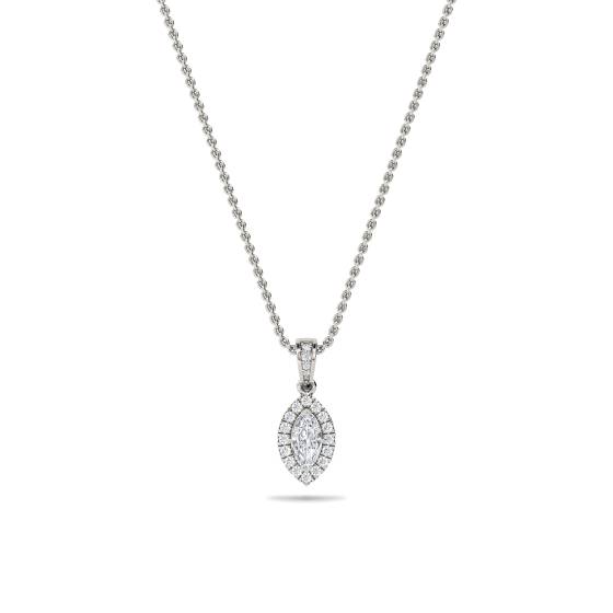 Marquise Diamond Single Halo Pendant