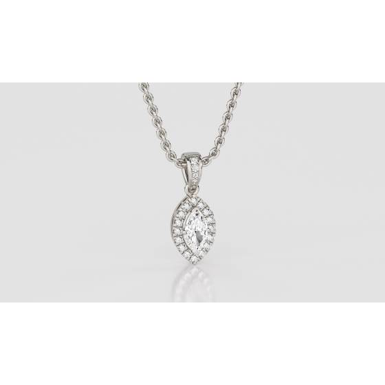 Marquise Diamond Single Halo Pendant