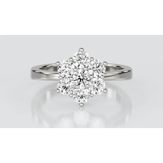 Elegant Round Diamond Flower Cluster Ring