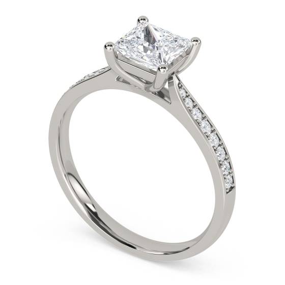 Princess Diamond Shoulder Set Ring