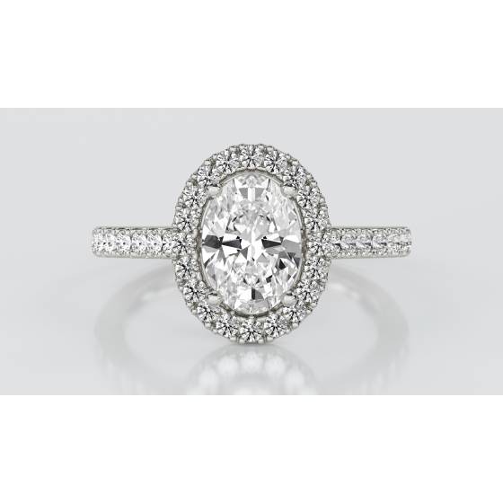 Oval Diamond Single Halo Shoulder Set Ring