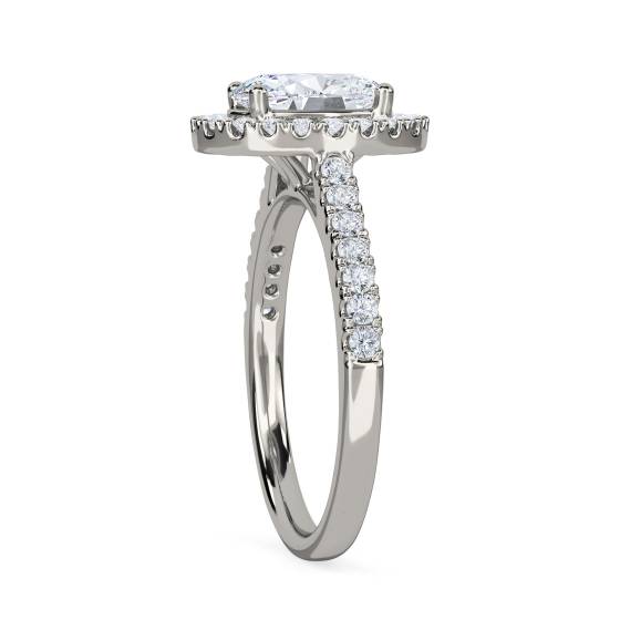 Oval Diamond Single Halo Shoulder Set Ring