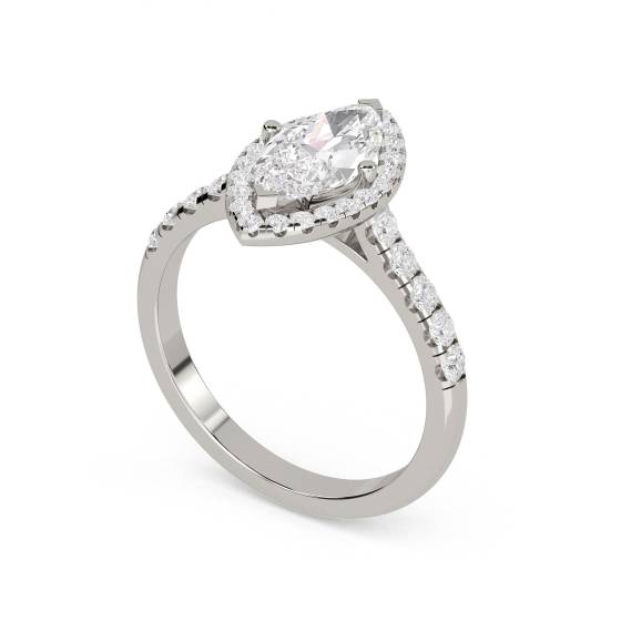 Marquise Diamond Single Halo Shoulder Set Ring