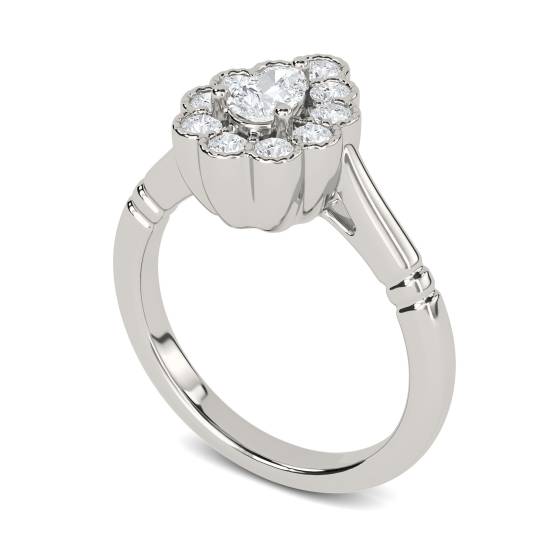 Pear Diamond Milgrain Bezel Set Designer Ring