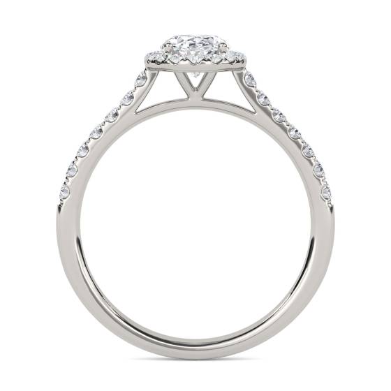 Oval Diamond Single Halo Shoulder Set Ring