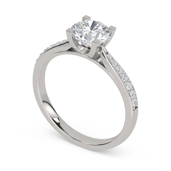 Round Shoulder Set Diamond Engagement Ring