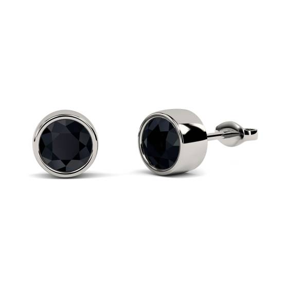 Round Black Diamond Earrings