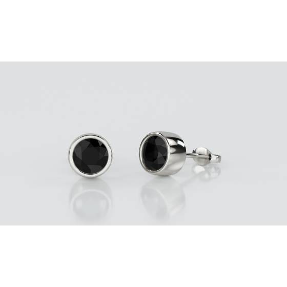 Round Black Diamond Earrings