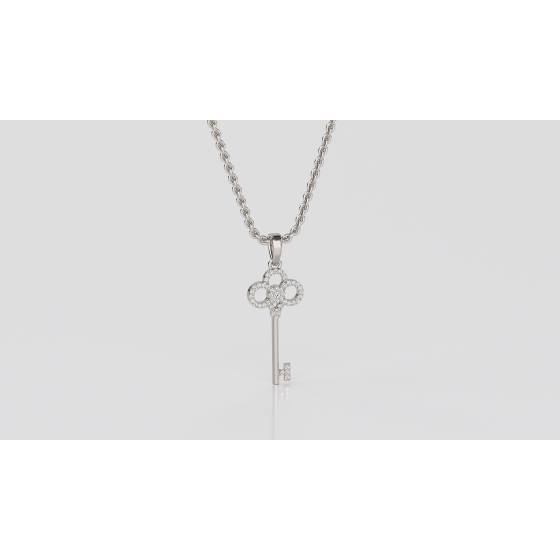 Pave Set Key Diamond Pendant
