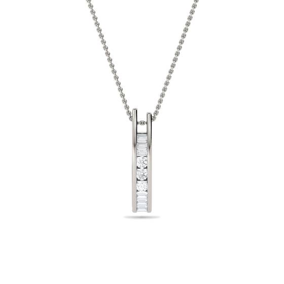 Round and Baguette Diamond Pendant