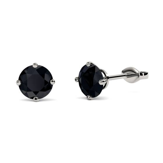 Round Black Diamond Earrings