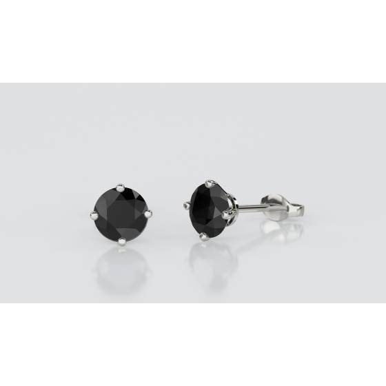 Round Black Diamond Earrings