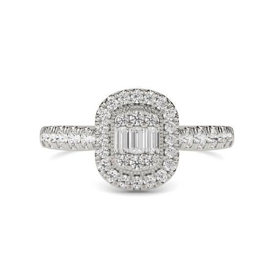 Baguette and Round Diamond Cluster Ring