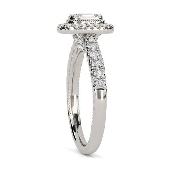 Baguette and Round Diamond Cluster Ring