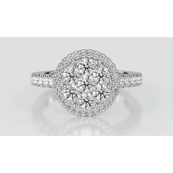 1.00ct Elegant Round Diamond Cluster Ring