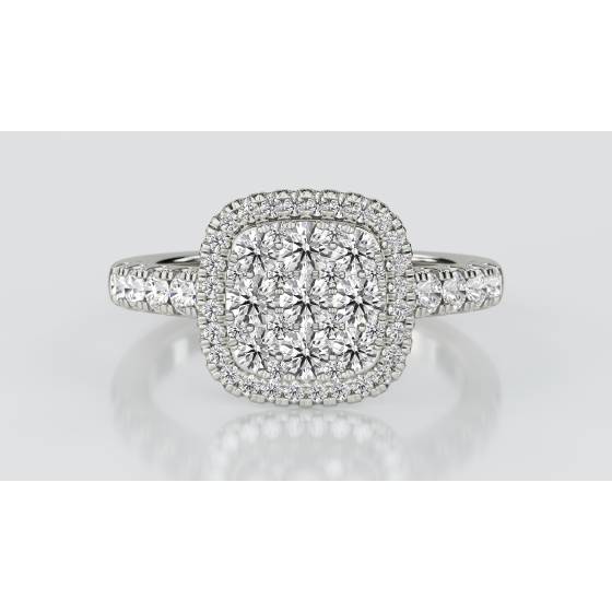 1.00ct Elegant Round Diamond Cluster Ring