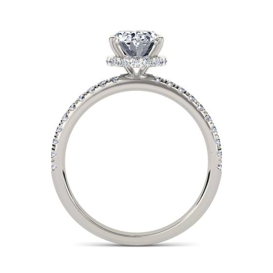 Oval Diamond Hidden Halo Shoulder Set Ring