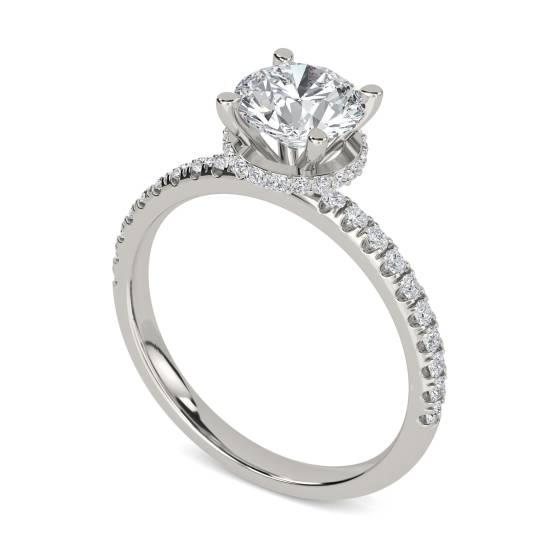 1.30ct VS2/G Round Natural Diamond Hidden Halo Shoulder Set Ring