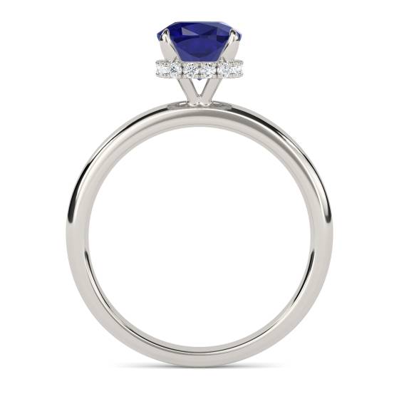 Cushion Blue Sapphire Gemstone Halo Ring