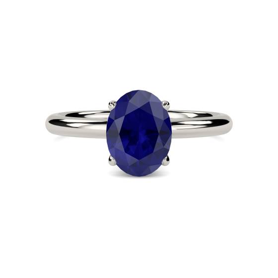 Oval Blue Sapphire Gemstone Halo Ring