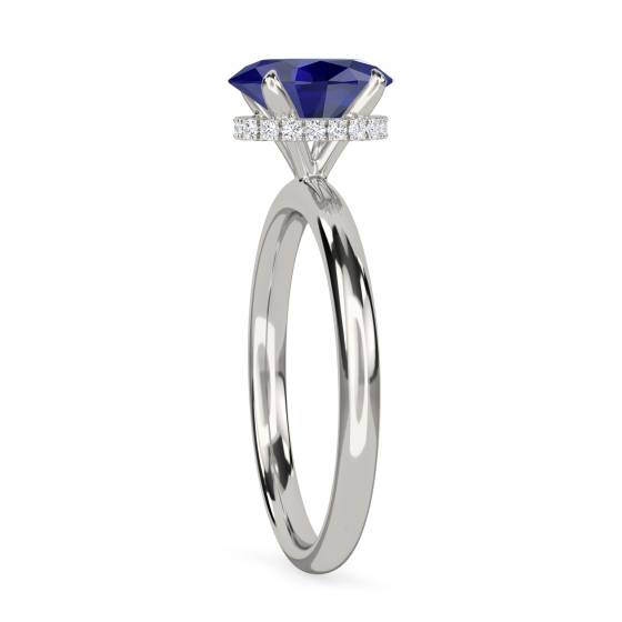 Oval Blue Sapphire Gemstone Halo Ring
