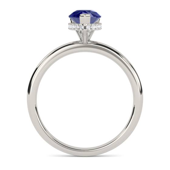Pear Blue Sapphire Gemstone Halo Ring