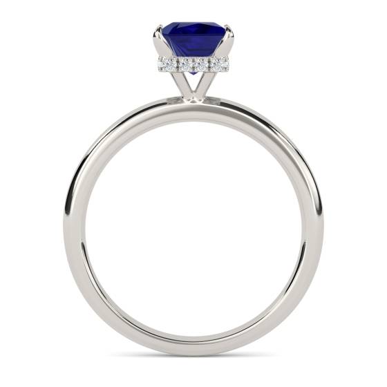 Princess Blue Sapphire Gemstone Halo Ring