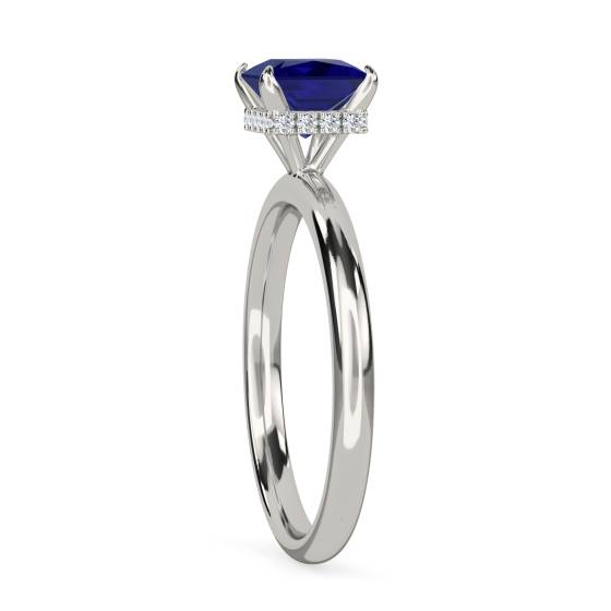 Princess Blue Sapphire Gemstone Halo Ring