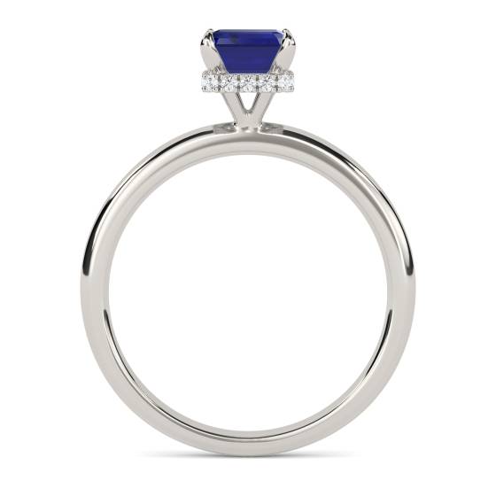 Radiant Blue Sapphire Gemstone Halo Ring