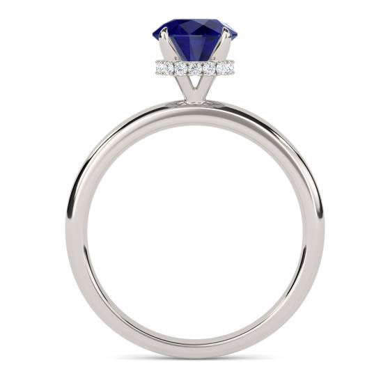 Round Blue Sapphire Gemstone Halo Ring