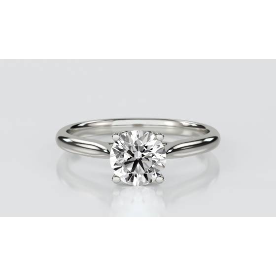 Heart Crossover Round Diamond Engagement Ring