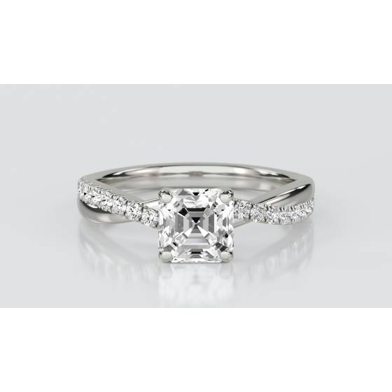 Infinity Asscher Shoulder Set Diamond Engagement Ring