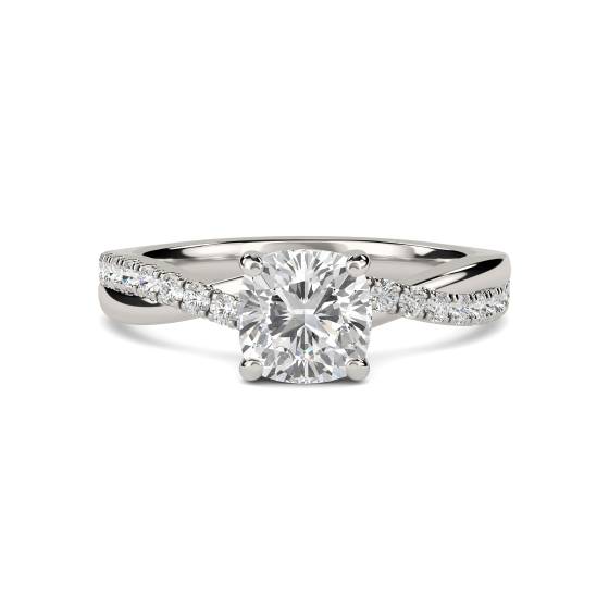 Infinity Cushion Shoulder Set Diamond Engagement Ring